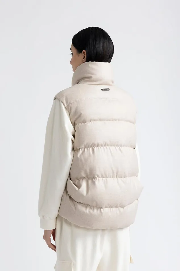 Peserico Outerwear Woman Goose Down And Flannel Vest In Polyviscose Barley Peserico Outerwear Woman Goose Down And Flannel Vest In Polyviscose Barley