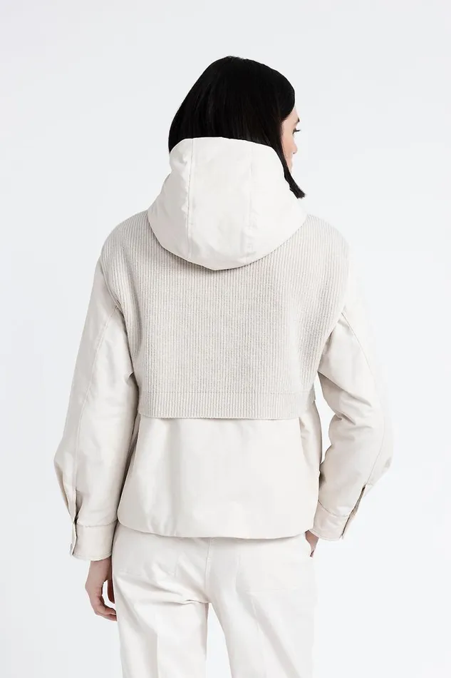 Peserico Outerwear Woman Hooded Jacket Made Of Technical Cotton Wool And Cashmere Barley Peserico Outerwear Woman Hooded Jacket Made Of Technical Cotton Wool And Cashmere Barley