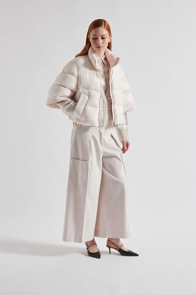 Peserico Outerwear Woman ThreeQuarterSleeved DripProof Short Down Jacket Rose Water Peserico Outerwear Woman ThreeQuarterSleeved DripProof Short Down Jacket Rose Water