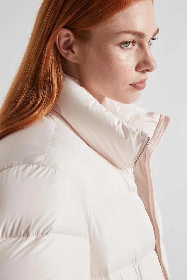 Peserico Outerwear Woman ThreeQuarterSleeved DripProof Short Down Jacket Rose Water Peserico Outerwear Woman ThreeQuarterSleeved DripProof Short Down Jacket Rose Water