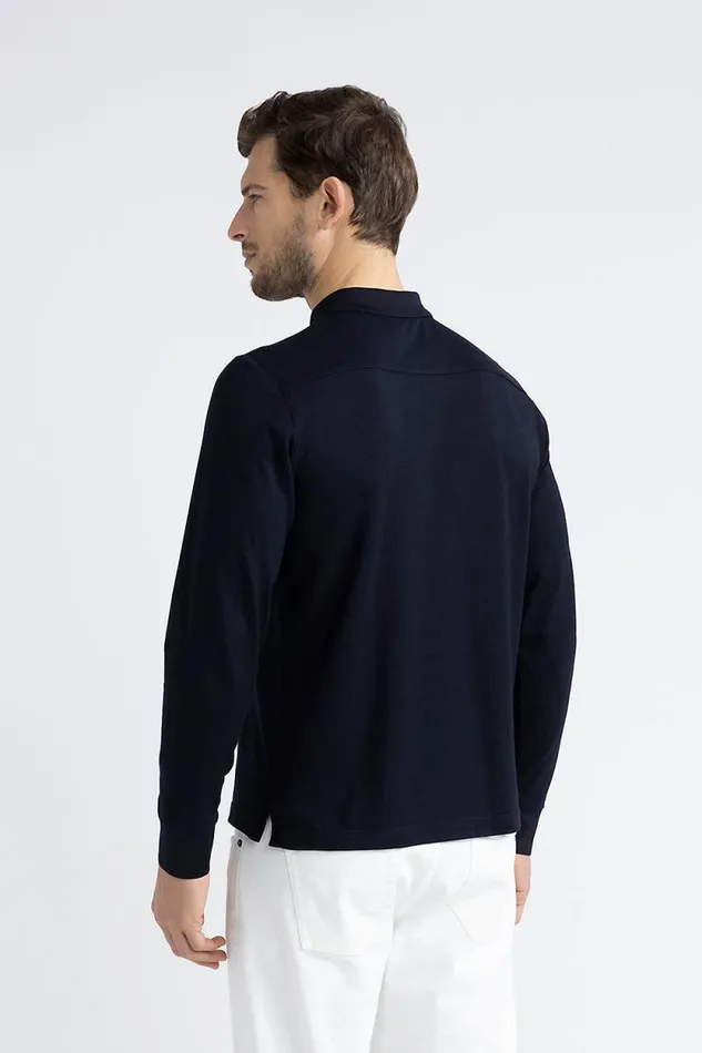 Peserico Polos And TShirts Man Soft Cotton And Tencel Pique Polo Shirt Inkwell Blue Peserico Polos And TShirts Man Soft Cotton And Tencel Pique Polo Shirt Inkwell Blue