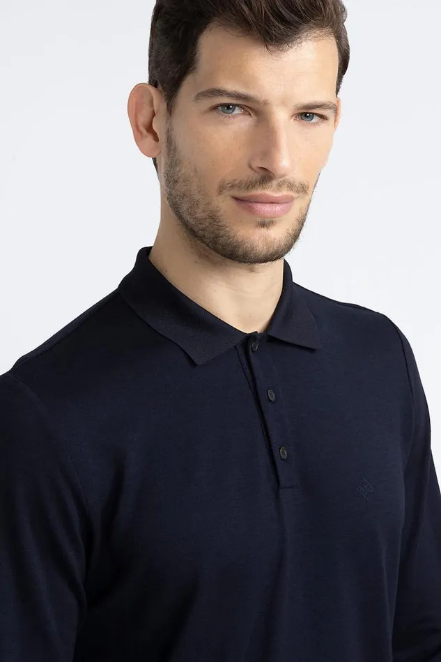 Peserico Polos And TShirts Man Soft Cotton And Tencel Pique Polo Shirt Inkwell Blue Peserico Polos And TShirts Man Soft Cotton And Tencel Pique Polo Shirt Inkwell Blue