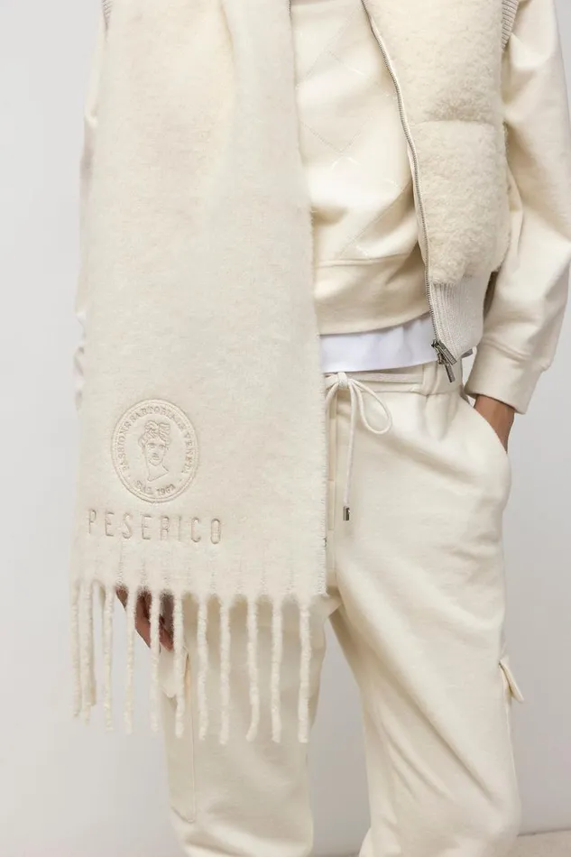 Peserico Scarves Woman Alpaca Wool Blend Scarf Natural White Peserico Scarves Woman Alpaca Wool Blend Scarf Natural White