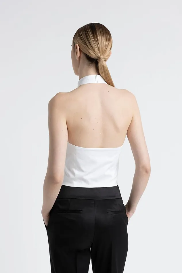 Peserico Shirts And Blouses Woman Sleeveless Shirt With Tuxedo Collar Pure White Peserico Shirts And Blouses Woman Sleeveless Shirt With Tuxedo Collar Pure White