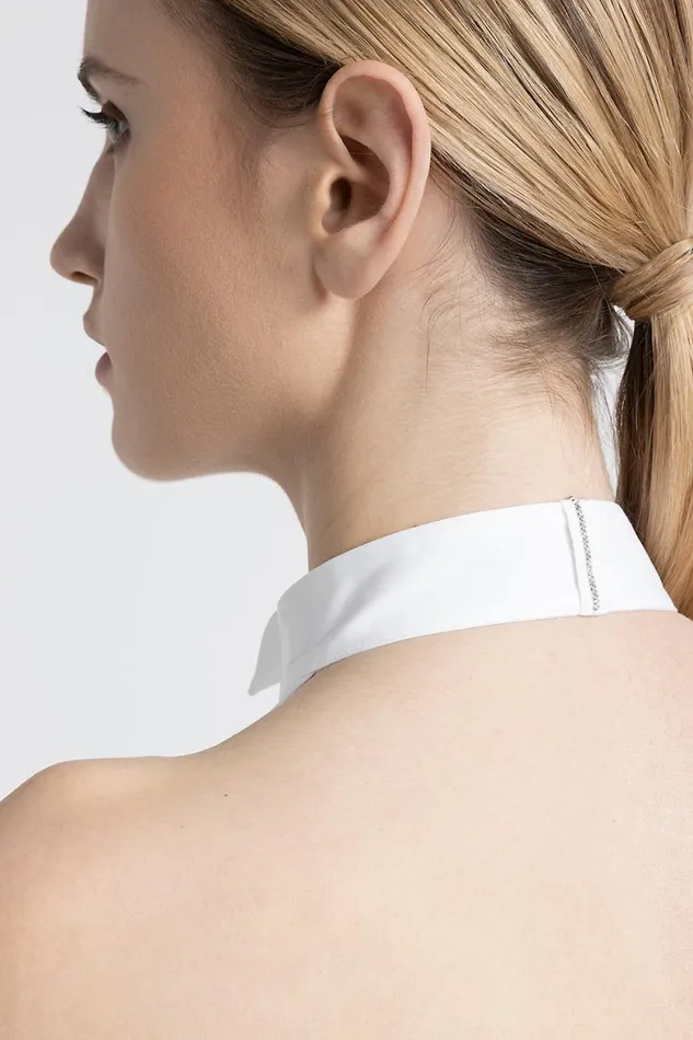 Peserico Shirts And Blouses Woman Sleeveless Shirt With Tuxedo Collar Pure White Peserico Shirts And Blouses Woman Sleeveless Shirt With Tuxedo Collar Pure White