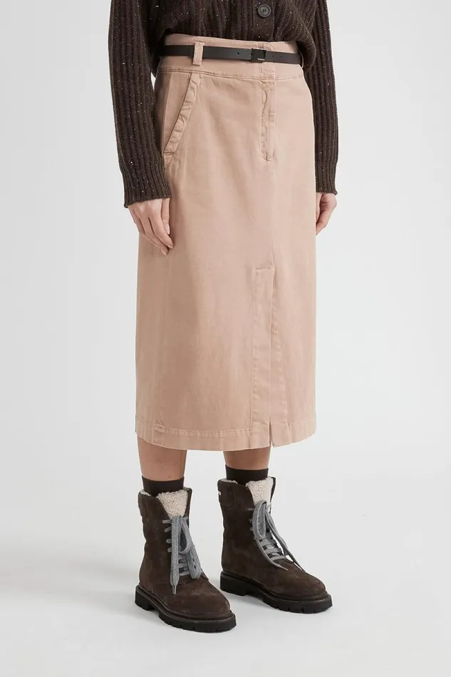 Peserico Skirts Woman Cotton Midi Skirt With Belt Chalet