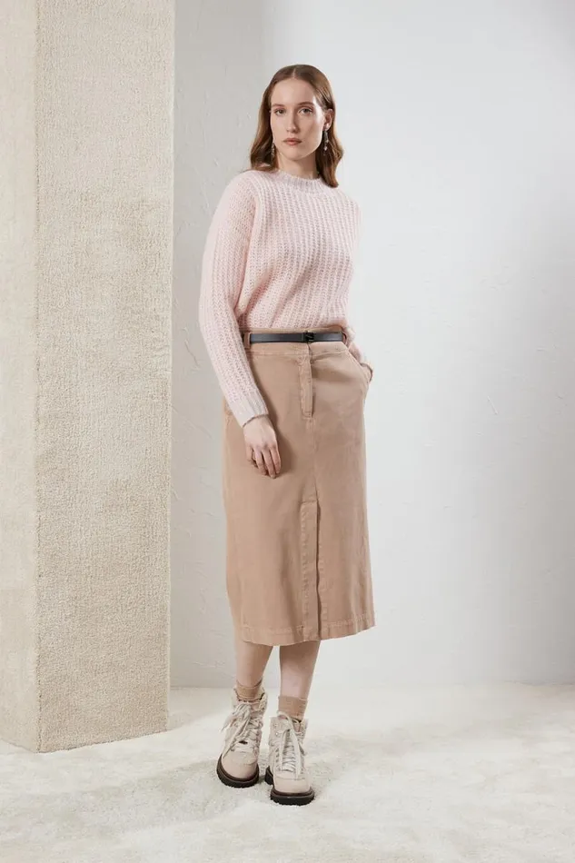 Peserico Skirts Woman Cotton Midi Skirt With Belt Chalet Peserico Skirts Woman Cotton Midi Skirt With Belt Chalet