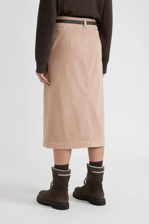 Peserico Skirts Woman Cotton Midi Skirt With Belt Chalet Peserico Skirts Woman Cotton Midi Skirt With Belt Chalet