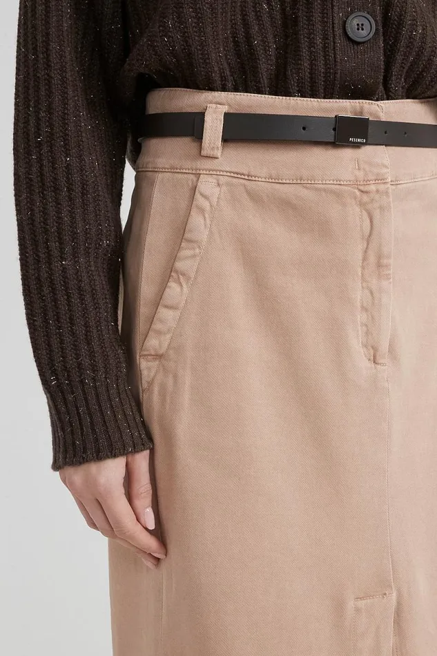 Peserico Skirts Woman Cotton Midi Skirt With Belt Chalet Peserico Skirts Woman Cotton Midi Skirt With Belt Chalet