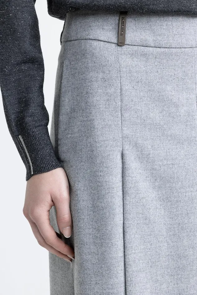 Peserico Skirts Woman Wool And Viscose Blend Light Flannel Culottes Granite Peserico Skirts Woman Wool And Viscose Blend Light Flannel Culottes Granite