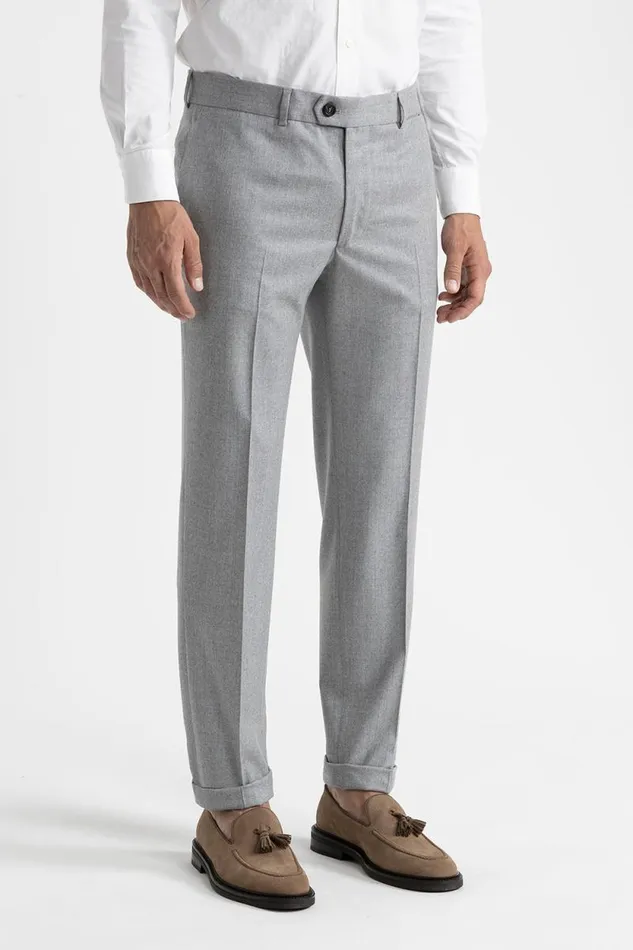Peserico Suits And Sets ManWoman Unlined Pure New Wool Classic Trousers Granite