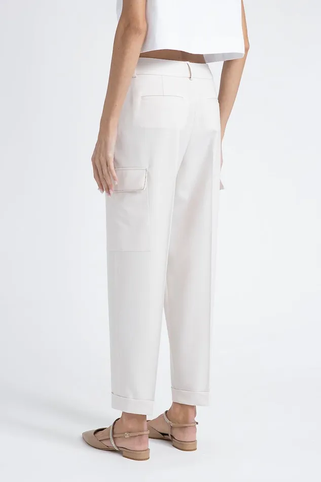 Peserico Suits And Sets Woman Carrot Trousers In Technical Wool Twill Pearl Beige Peserico Suits And Sets Woman Carrot Trousers In Technical Wool Twill Pearl Beige