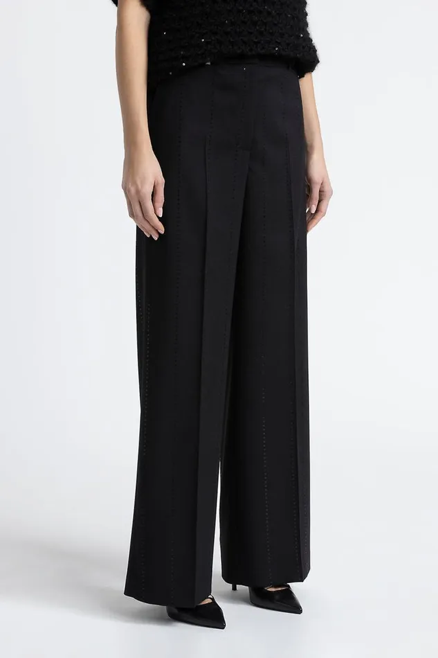 Peserico Suits And Sets Woman Wool Palazzo Trousers Black