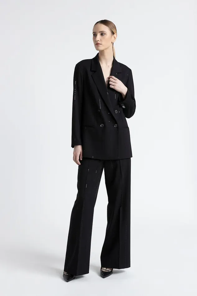 Peserico Suits And Sets Woman Wool Palazzo Trousers Black Peserico Suits And Sets Woman Wool Palazzo Trousers Black