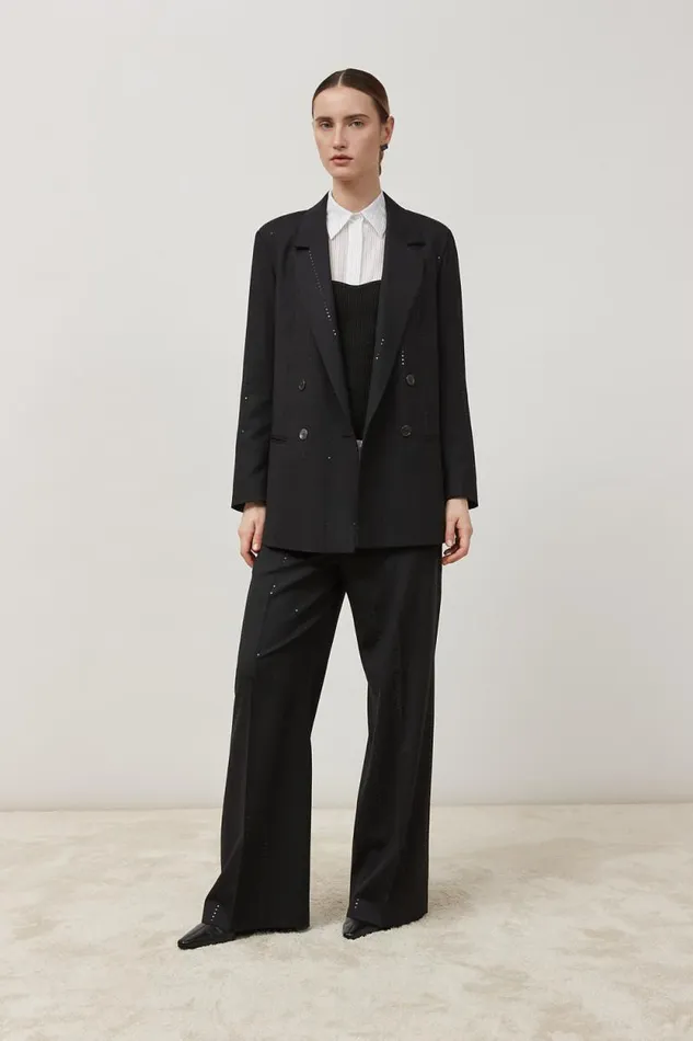 Peserico Suits And Sets Woman Wool Palazzo Trousers Black Peserico Suits And Sets Woman Wool Palazzo Trousers Black