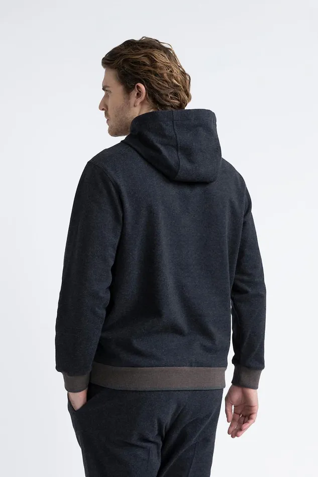 Peserico Sweatshirts Man Cotton Blend Sweatshirt With Tricot Trim Graphite Peserico Sweatshirts Man Cotton Blend Sweatshirt With Tricot Trim Graphite