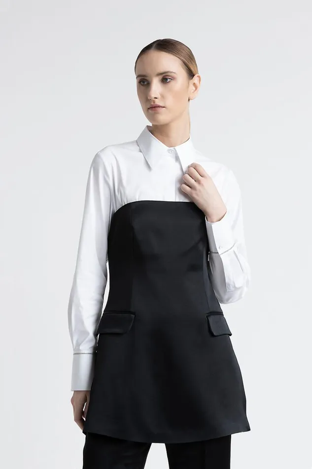 Peserico Tops And TShirts Woman Cady Enver Satin Long Top Black