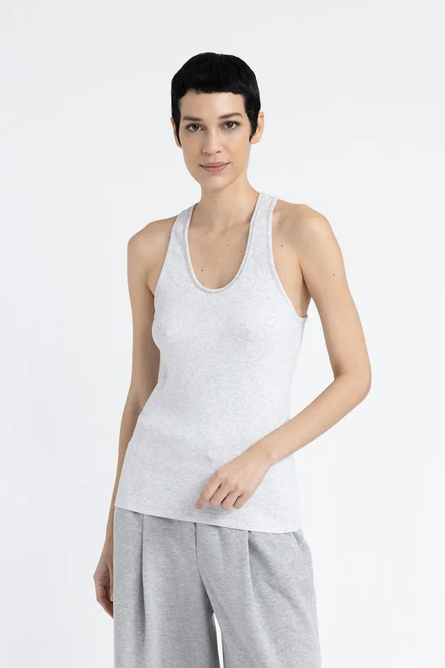 Peserico Tops And TShirts Woman Cotton Jersey LowCut Top Fog Gray