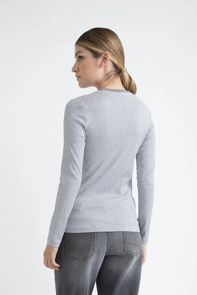Peserico Tops And TShirts Woman Stretch Jersey TShirt Granite Peserico Tops And TShirts Woman Stretch Jersey TShirt Granite