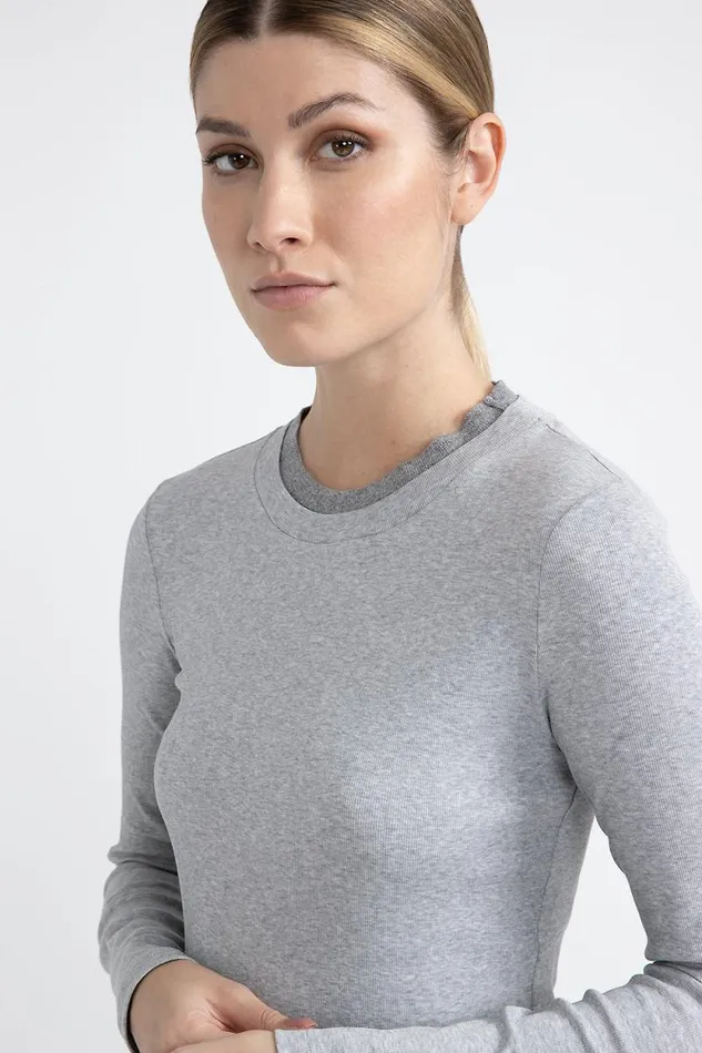 Peserico Tops And TShirts Woman Stretch Jersey TShirt Granite Peserico Tops And TShirts Woman Stretch Jersey TShirt Granite