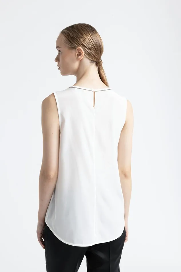 Peserico Tops And TShirts Woman Stretch Silk Crepe De Chine Top Natural White Peserico Tops And TShirts Woman Stretch Silk Crepe De Chine Top Natural White