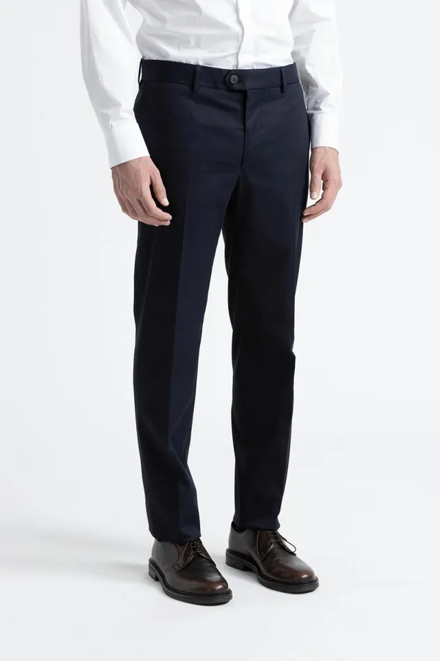 Peserico Trousers Man Classic Pants In Cotton And Wool Inkwell Blue