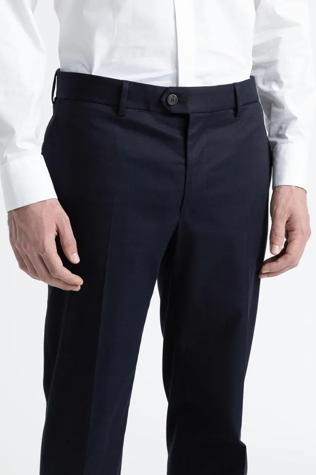 Peserico Trousers Man Classic Pants In Cotton And Wool Inkwell Blue