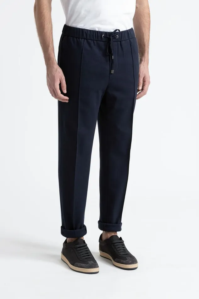 Peserico Trousers Man Cotton Blend Joggers Inkwell Blue