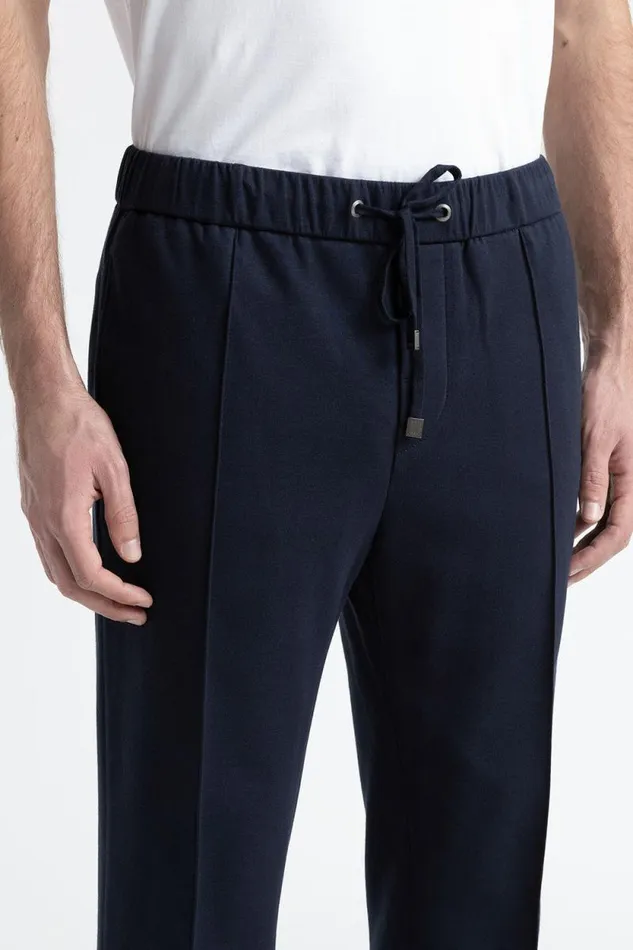 Peserico Trousers Man Cotton Blend Joggers Inkwell Blue Peserico Trousers Man Cotton Blend Joggers Inkwell Blue
