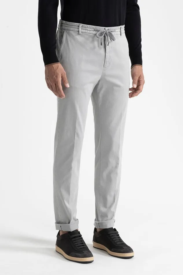 Peserico Trousers Man Cotton Tencel And Silk Joggers Granite