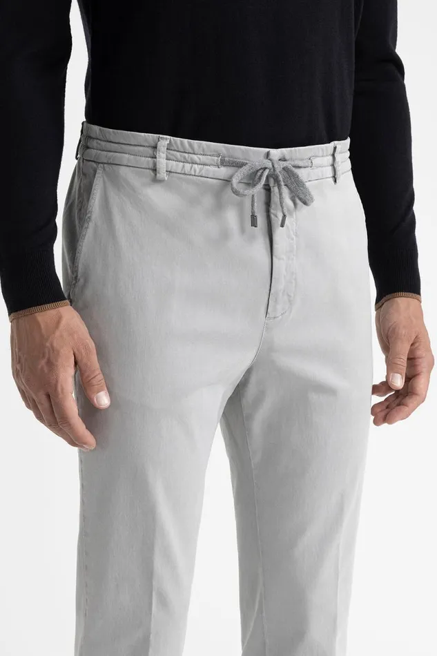 Peserico Trousers Man Cotton Tencel And Silk Joggers Granite Peserico Trousers Man Cotton Tencel And Silk Joggers Granite