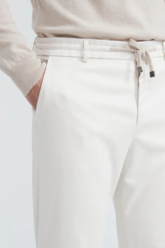 Peserico Trousers Man Cotton Tencel And Silk Joggers Pearl Beige Peserico Trousers Man Cotton Tencel And Silk Joggers Pearl Beige