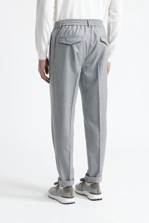 Peserico Trousers Man Pure New Wool Joggers Granite Peserico Trousers Man Pure New Wool Joggers Granite