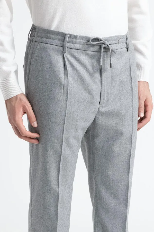 Peserico Trousers Man Pure New Wool Joggers Granite Peserico Trousers Man Pure New Wool Joggers Granite