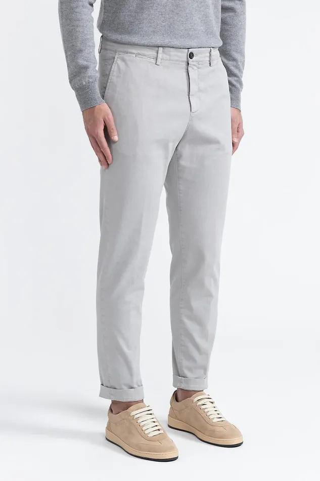 Peserico Trousers Man Stretch Cotton Chinos Granite