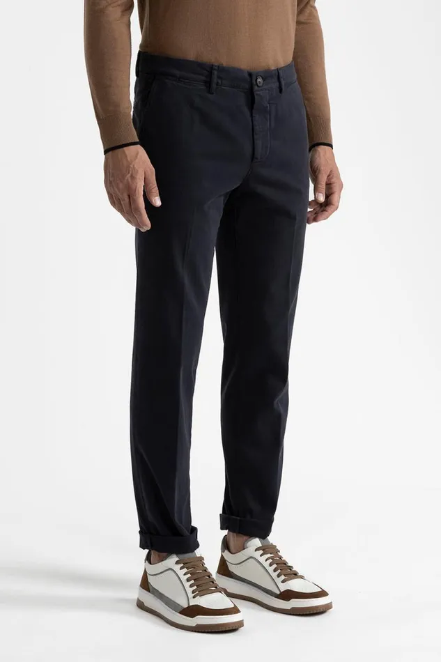 Peserico Trousers Man Stretch Cotton Chinos Inkwell Blue