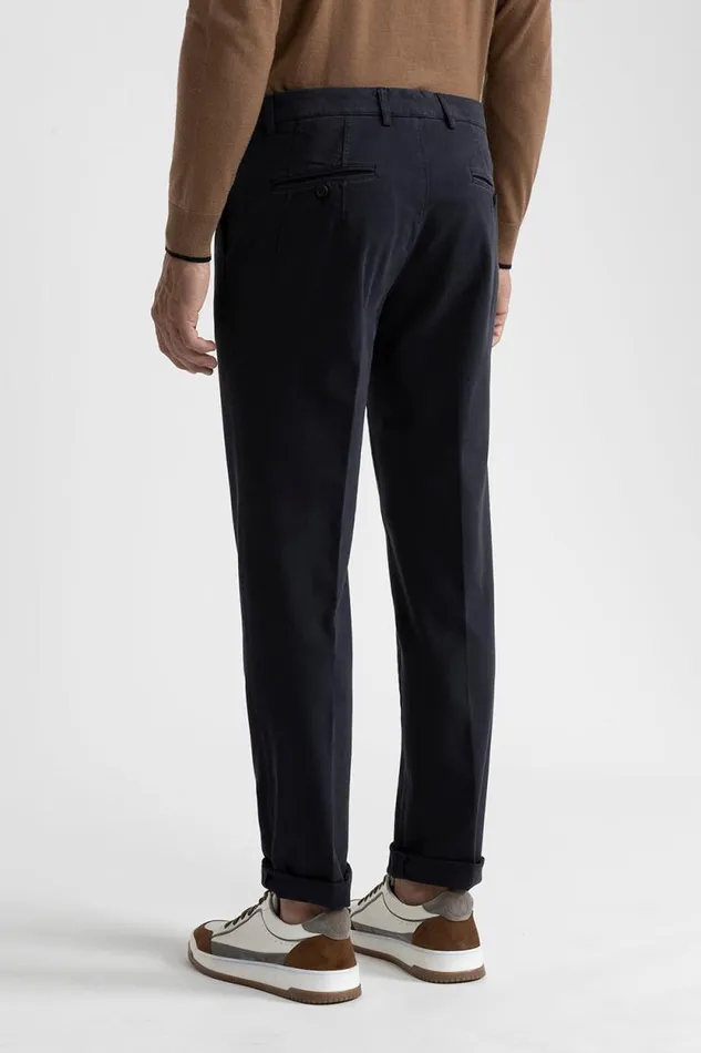 Peserico Trousers Man Stretch Cotton Chinos Inkwell Blue Peserico Trousers Man Stretch Cotton Chinos Inkwell Blue