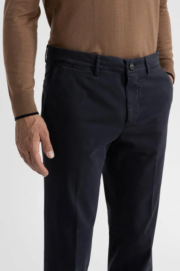 Peserico Trousers Man Stretch Cotton Chinos Inkwell Blue Peserico Trousers Man Stretch Cotton Chinos Inkwell Blue