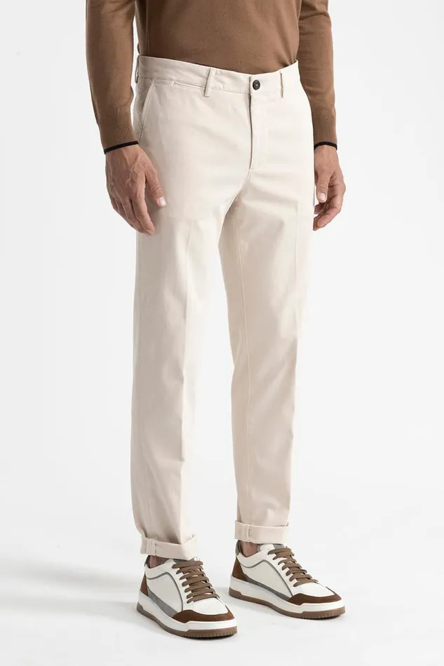 Peserico Trousers Man Stretch Cotton Chinos Pearl Beige