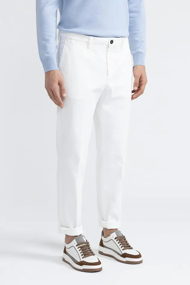 Peserico Trousers Man White Bull Denim Chinos Natural White