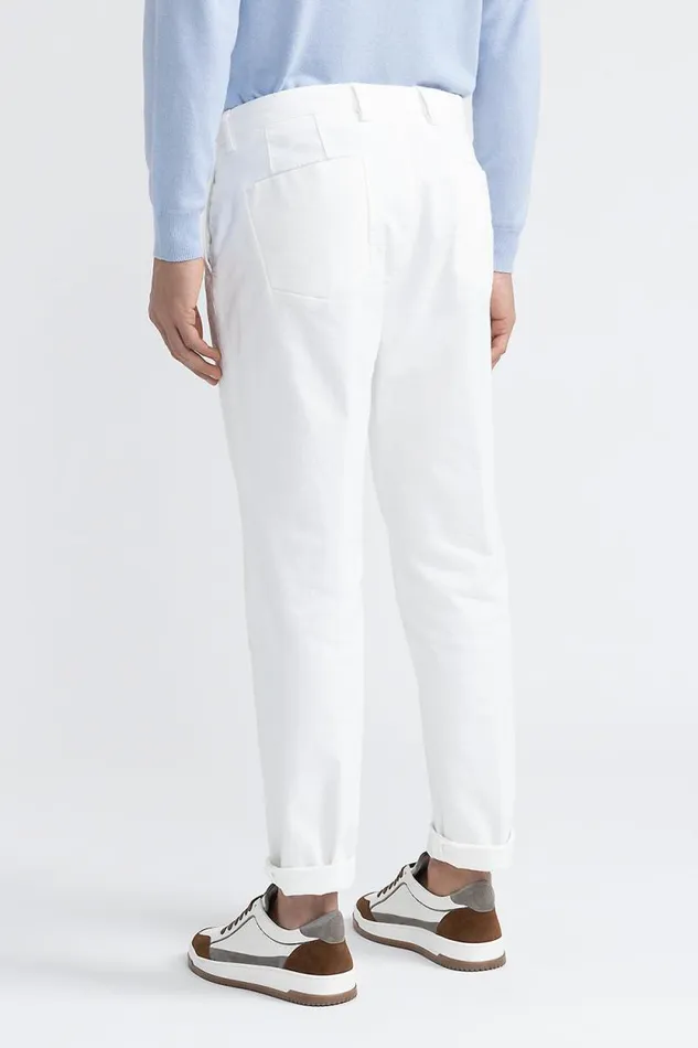 Peserico Trousers Man White Bull Denim Chinos Natural White Peserico Trousers Man White Bull Denim Chinos Natural White