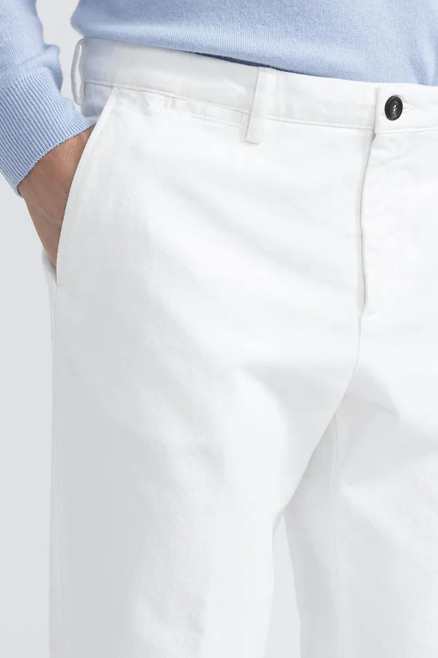 Peserico Trousers Man White Bull Denim Chinos Natural White Peserico Trousers Man White Bull Denim Chinos Natural White