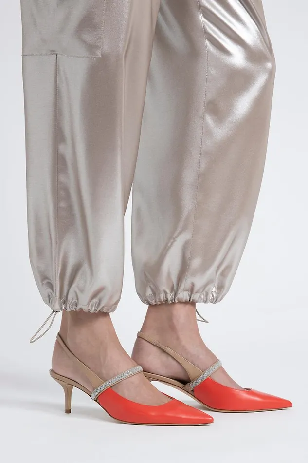 Peserico Trousers Woman Baggy Trousers In Flowing Silver Laminated Viscose Twill Macchiato Peserico Trousers Woman Baggy Trousers In Flowing Silver Laminated Viscose Twill Macchiato