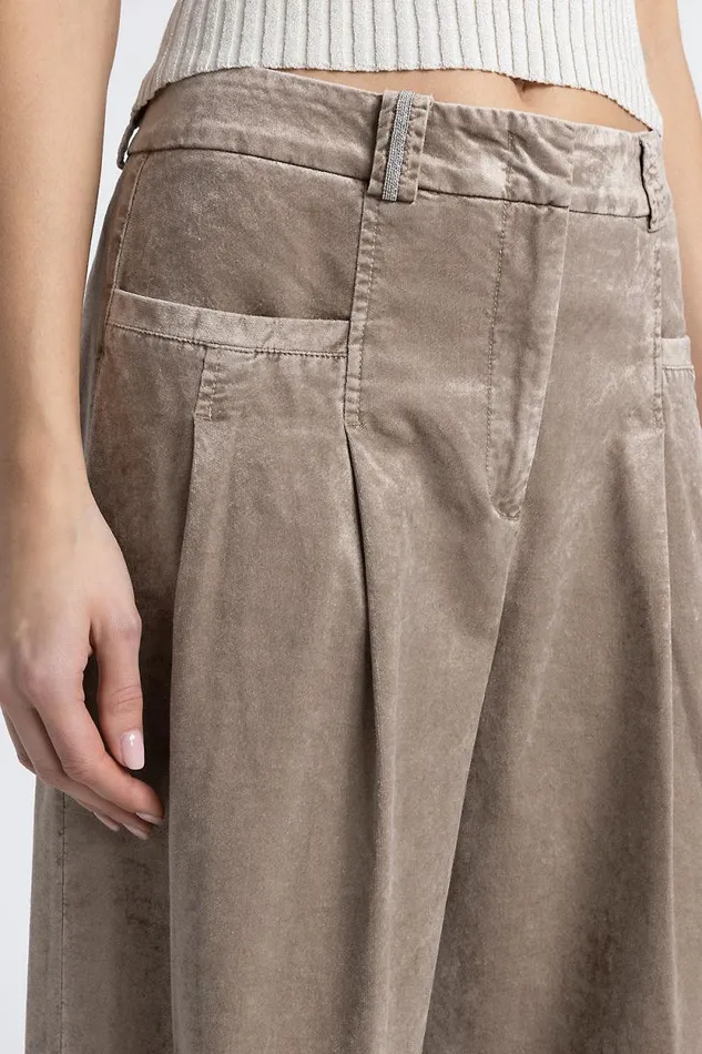 Peserico Trousers Woman Corduroy Pleated Palazzo Trousers Camel Peserico Trousers Woman Corduroy Pleated Palazzo Trousers Camel