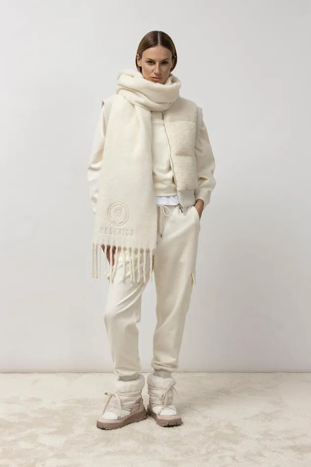 Peserico Trousers Woman Cotton Jersey Cargo Joggers Natural White Peserico Trousers Woman Cotton Jersey Cargo Joggers Natural White