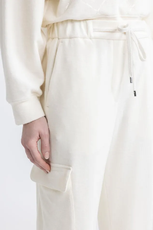 Peserico Trousers Woman Cotton Jersey Cargo Joggers Natural White Peserico Trousers Woman Cotton Jersey Cargo Joggers Natural White