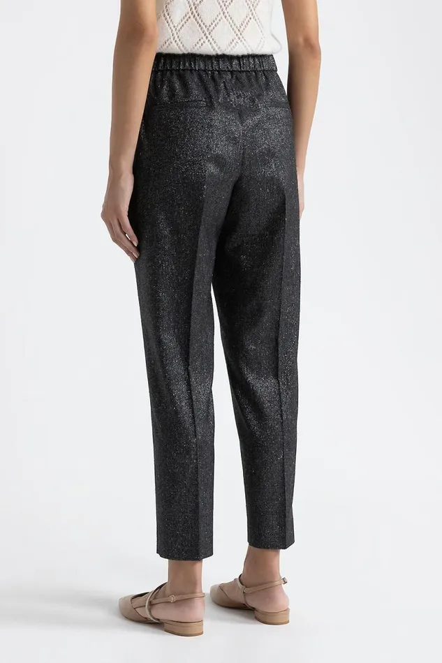 Peserico Trousers Woman Lurex Tweed Carrot Trousers Black Peserico Trousers Woman Lurex Tweed Carrot Trousers Black