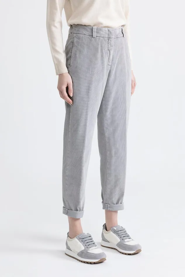 Peserico Trousers Woman Needlecord Carrot Trousers Granite