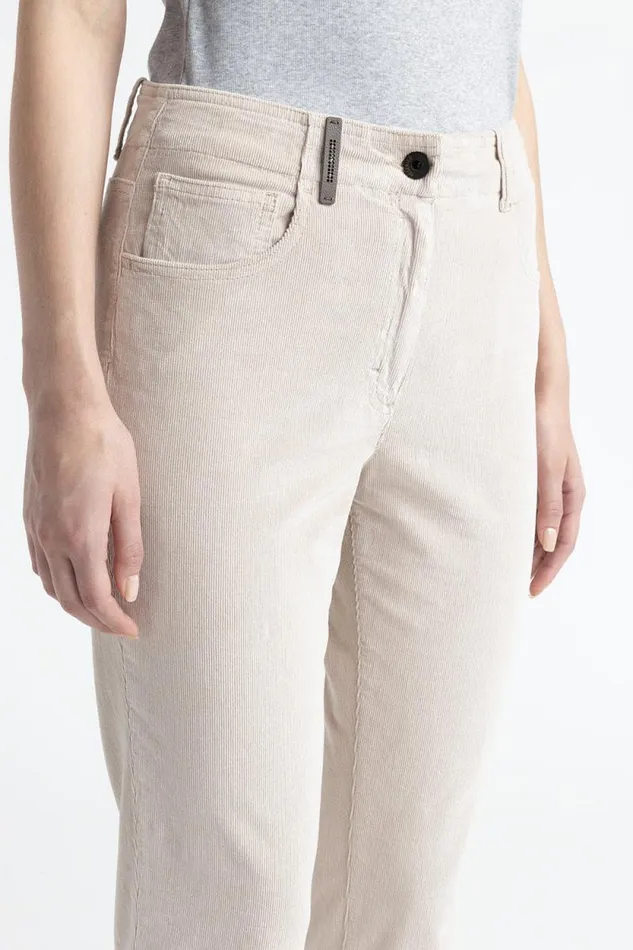 Peserico Trousers Woman Needlecord Denim Cigarette Trousers Barley Peserico Trousers Woman Needlecord Denim Cigarette Trousers Barley