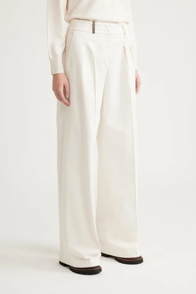 Peserico Trousers Woman Pleated Palazzo Trousers Hornbeam
